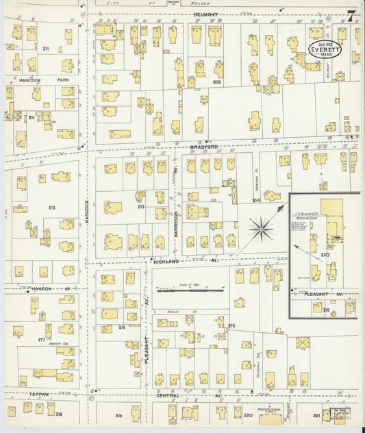 Sanborn Fire Insurance Map from Everett, Middlesex County, Massachusetts (1903), Sheet #0007 - Historic Sanborn Fire Insurance Map Print, vintage old map wall art, antique decor, genealogy gift, Massachusetts Massachusetts map