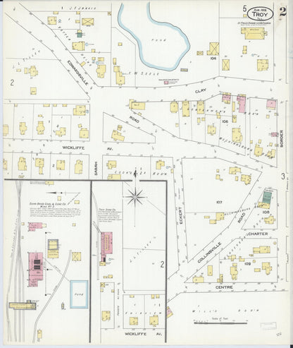Sanborn Fire Insurance Map from Troy, Madison County, Illinois (1909), Sheet #0002 - Historic Sanborn Fire Insurance Map Print, vintage old map wall art, antique decor, genealogy gift, Illinois Illinois map
