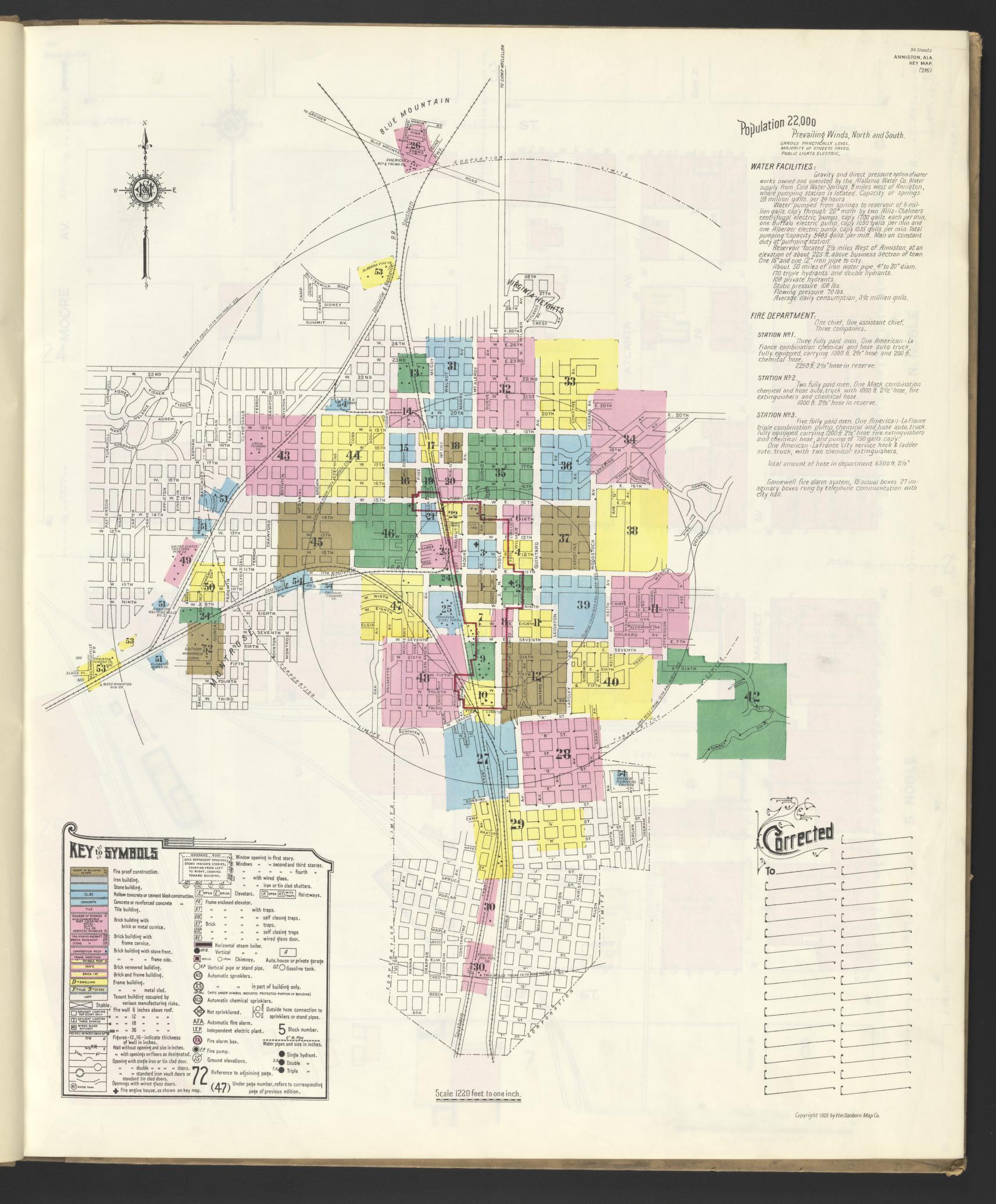 Sanborn Fire Insurance Map from Anniston, Calhoun County, Alabama. (1925) – Historic Sanborn Fire Insurance Map Print