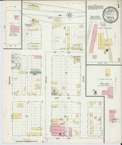 Sanborn Fire Insurance Map from Tarkio, Atchison County, Missouri (1894), Sheet #0001 - Complete Map Set gallery image, historic Sanborn map, vintage wall art, Missouri Missouri