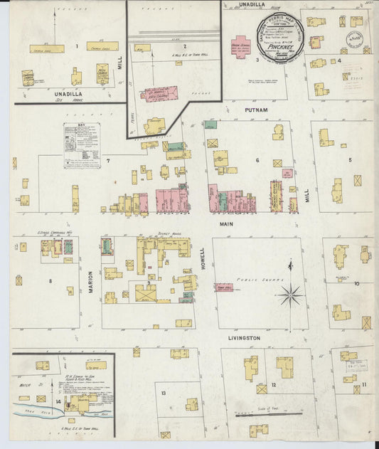 Sanborn Fire Insurance Map from Pinckney, Livingston County, Michigan (1899), Sheet #0001 - Historic Sanborn Fire Insurance Map Print, vintage old map wall art, antique decor, genealogy gift, Michigan Michigan map