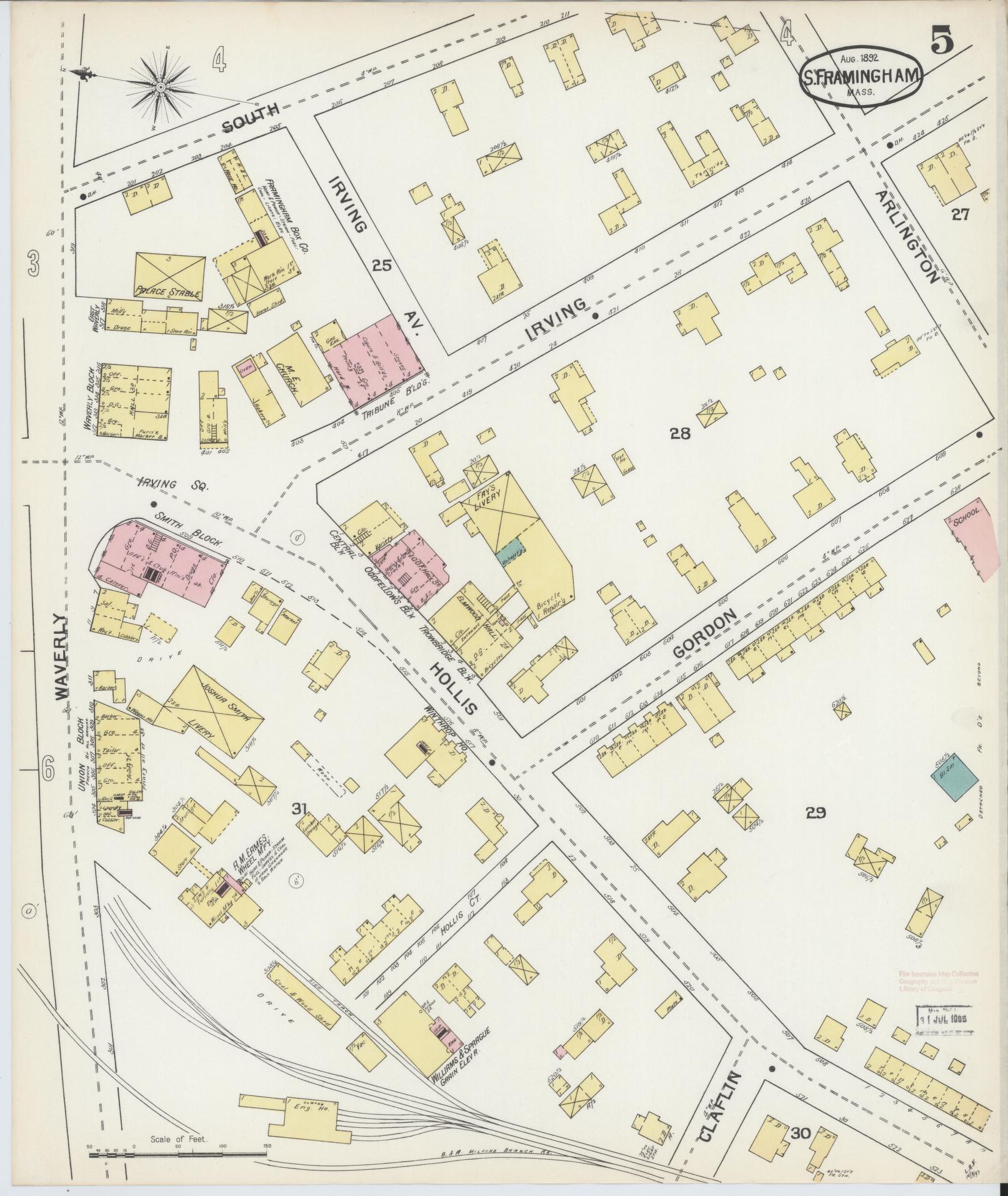 Sanborn Fire Insurance Map from South Farmington, Middlesex County, Massachusetts (1892), Sheet #0005 - Historic Sanborn Fire Insurance Map Print, vintage old map wall art, antique decor, genealogy gift, Massachusetts Massachusetts map