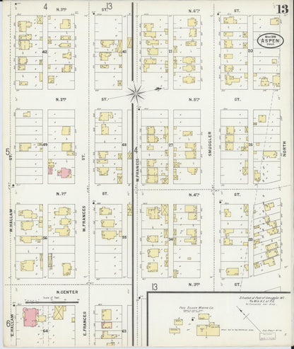 Sanborn Fire Insurance Map from Aspen, Pitkin County, Colorado (1898), Sheet #0013 - Complete Map Set gallery image, historic Sanborn map, vintage wall art, Colorado Colorado