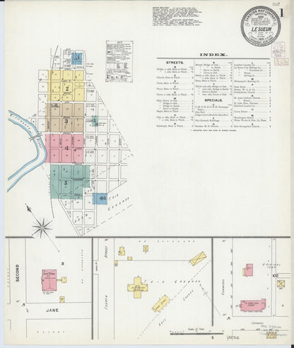 Sanborn Fire Insurance Map from Le Sueur, Le Sueur County, Minnesota (1902), Sheet #0001 - Complete Map Set gallery image, historic Sanborn map, vintage wall art, Minnesota Minnesota