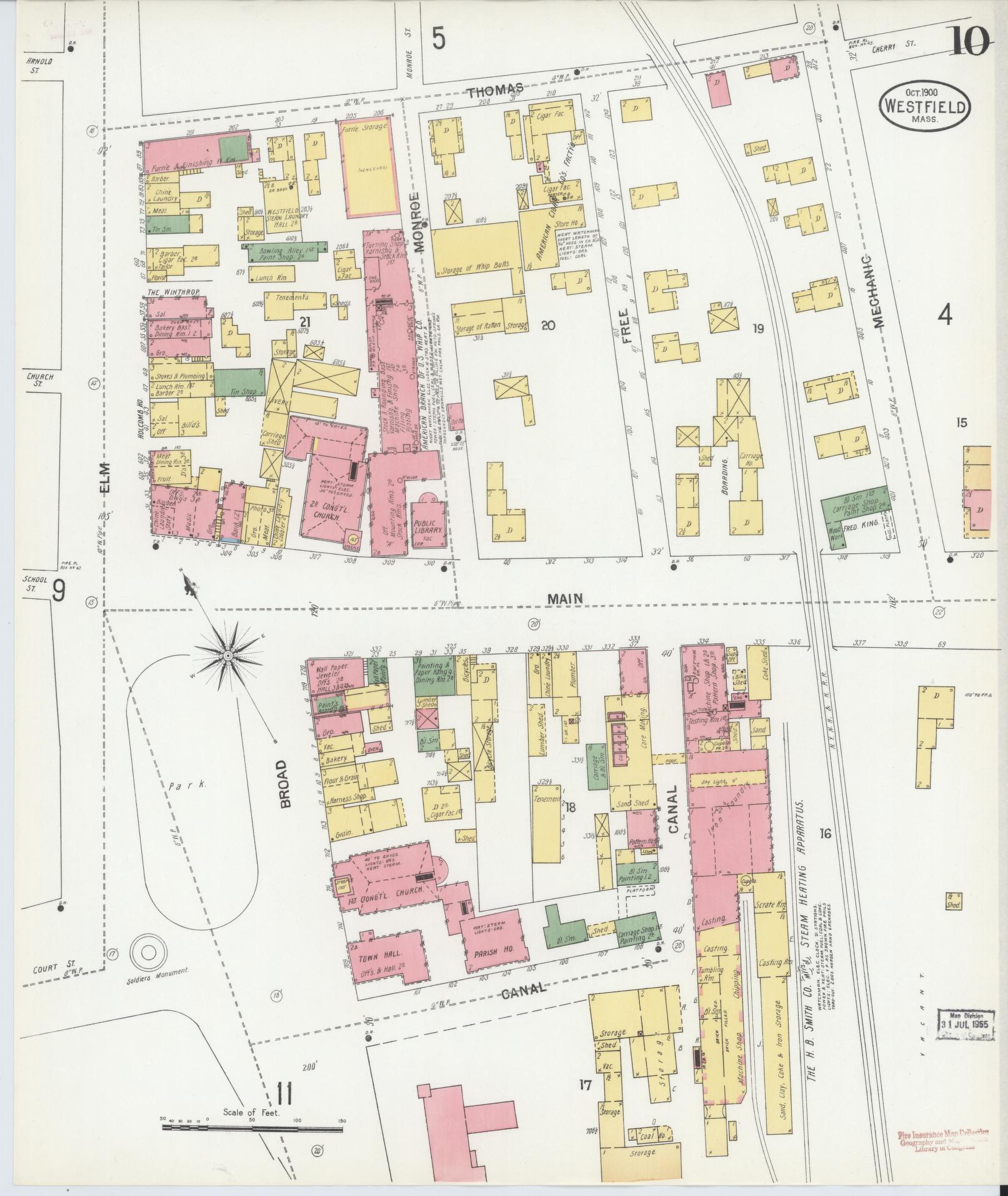 Sanborn Fire Insurance Map from Westfield, Hampden County, Massachusetts (1900), Sheet #0010 - Complete Map Set gallery image, historic Sanborn map, vintage wall art, Massachusetts Massachusetts