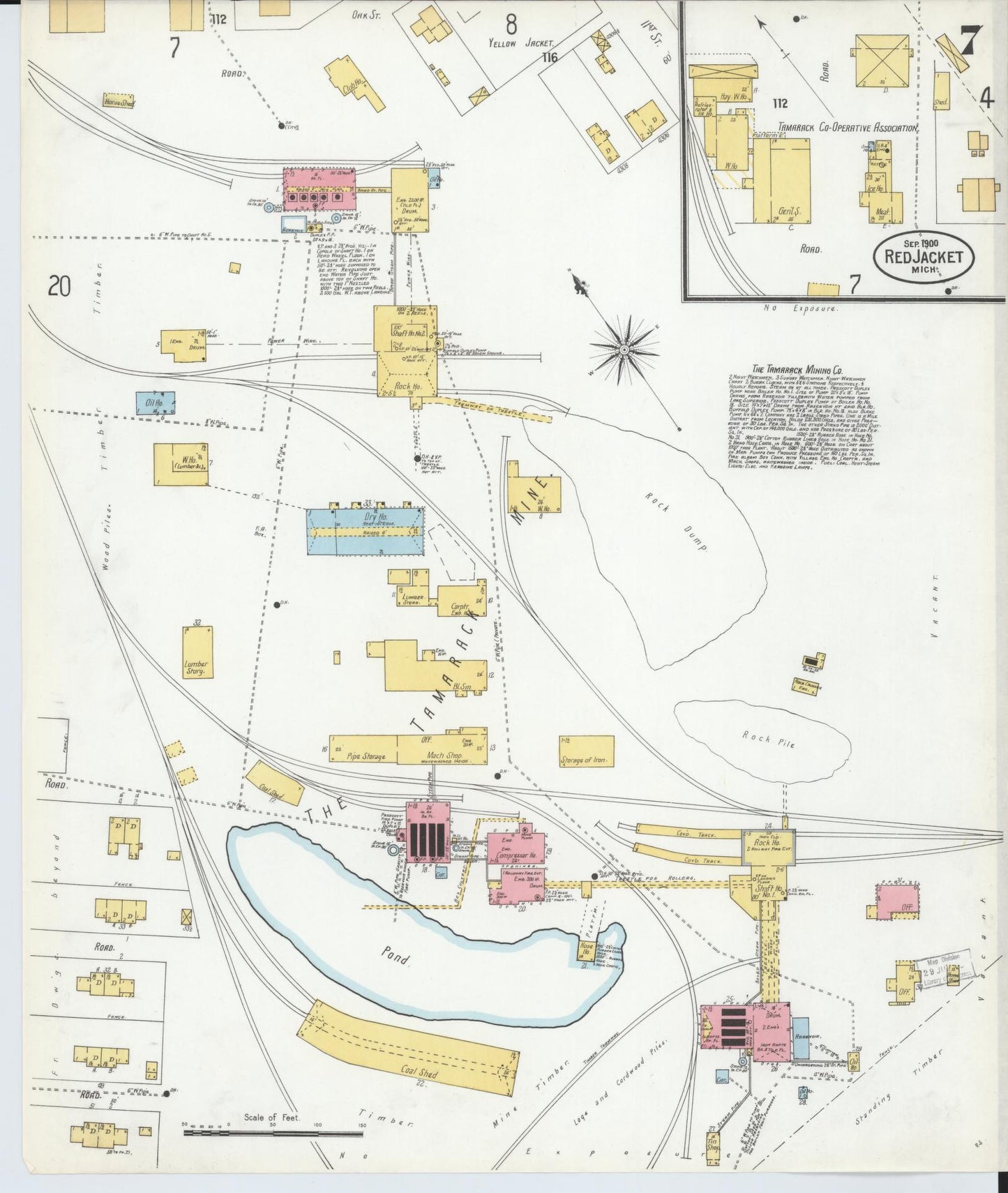 Sanborn Fire Insurance Map from Red Jacket, Houghton County, Michigan (1900), Sheet #0007 - Complete Map Set gallery image, historic Sanborn map, vintage wall art, Michigan Michigan