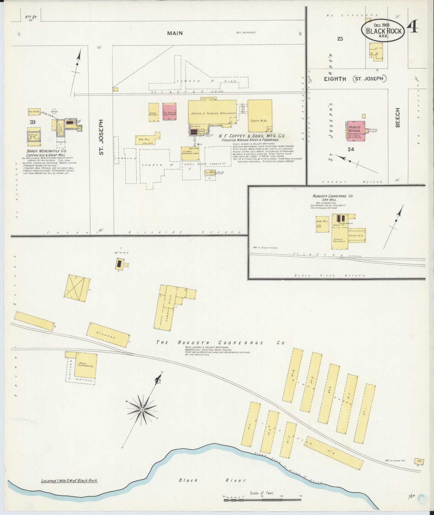 Sanborn Fire Insurance Map from Black Rock, Lawrence County, Arkansas (1908), Sheet #0004 - Historic Sanborn Fire Insurance Map Print, vintage old map wall art, antique decor, genealogy gift, Arkansas Arkansas map