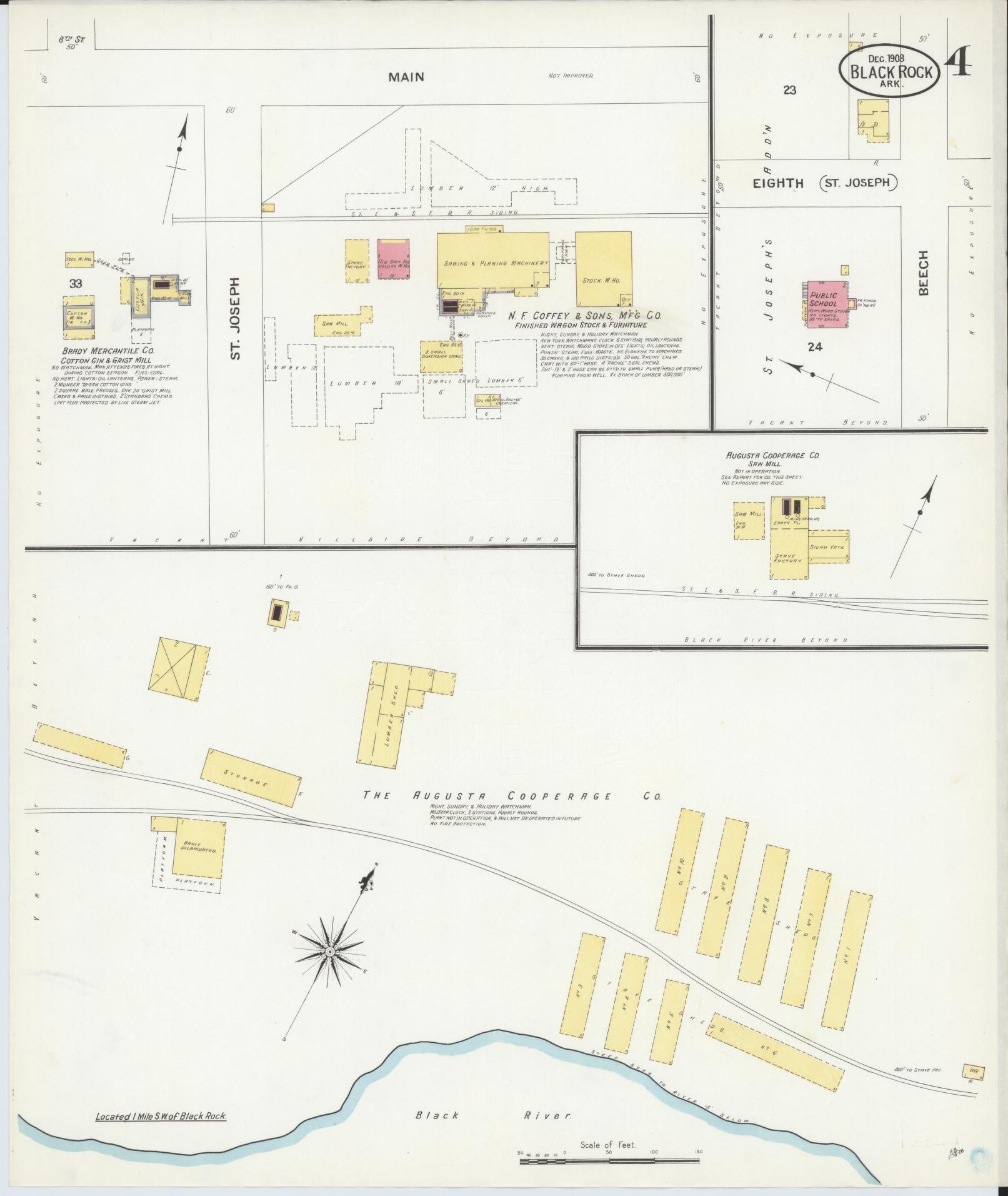 Sanborn Fire Insurance Map from Black Rock, Lawrence County, Arkansas (1908), Sheet #0004 - Historic Sanborn Fire Insurance Map Print, vintage old map wall art, antique decor, genealogy gift, Arkansas Arkansas map