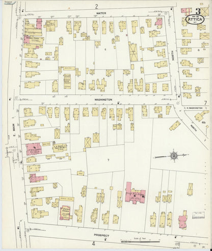 Sanborn Fire Insurance Map from Attica, Wyoming County, New York (1912), Sheet #0003 - Complete Map Set gallery image, historic Sanborn map, vintage wall art, Attica Wyoming