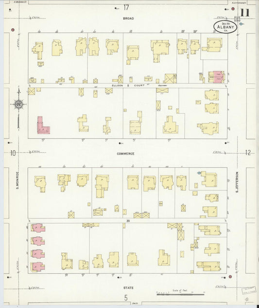 Sanborn Fire Insurance Map from Albany, Dougherty County, Georgia (1911), Sheet #0011 - Historic Sanborn Fire Insurance Map Print, vintage old map wall art, antique decor, genealogy gift, Georgia Georgia map