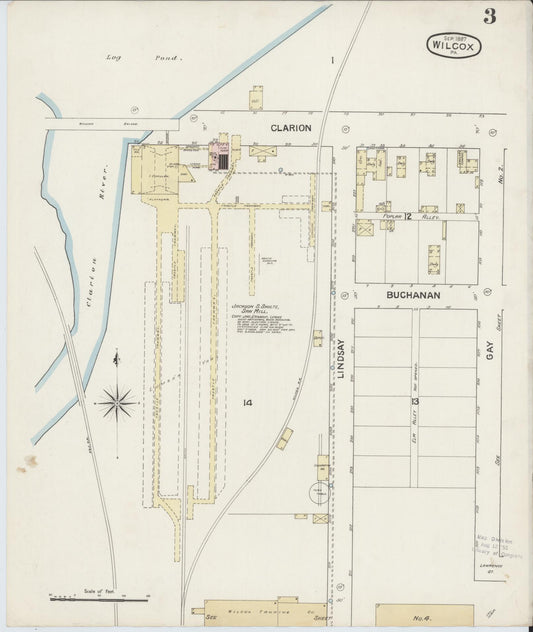 Sanborn Fire Insurance Map from Wilcox, Elk County, Pennsylvania (1887), Sheet #0003 - Historic Sanborn Fire Insurance Map Print, vintage old map wall art, antique decor, genealogy gift, Pennsylvania Pennsylvania map
