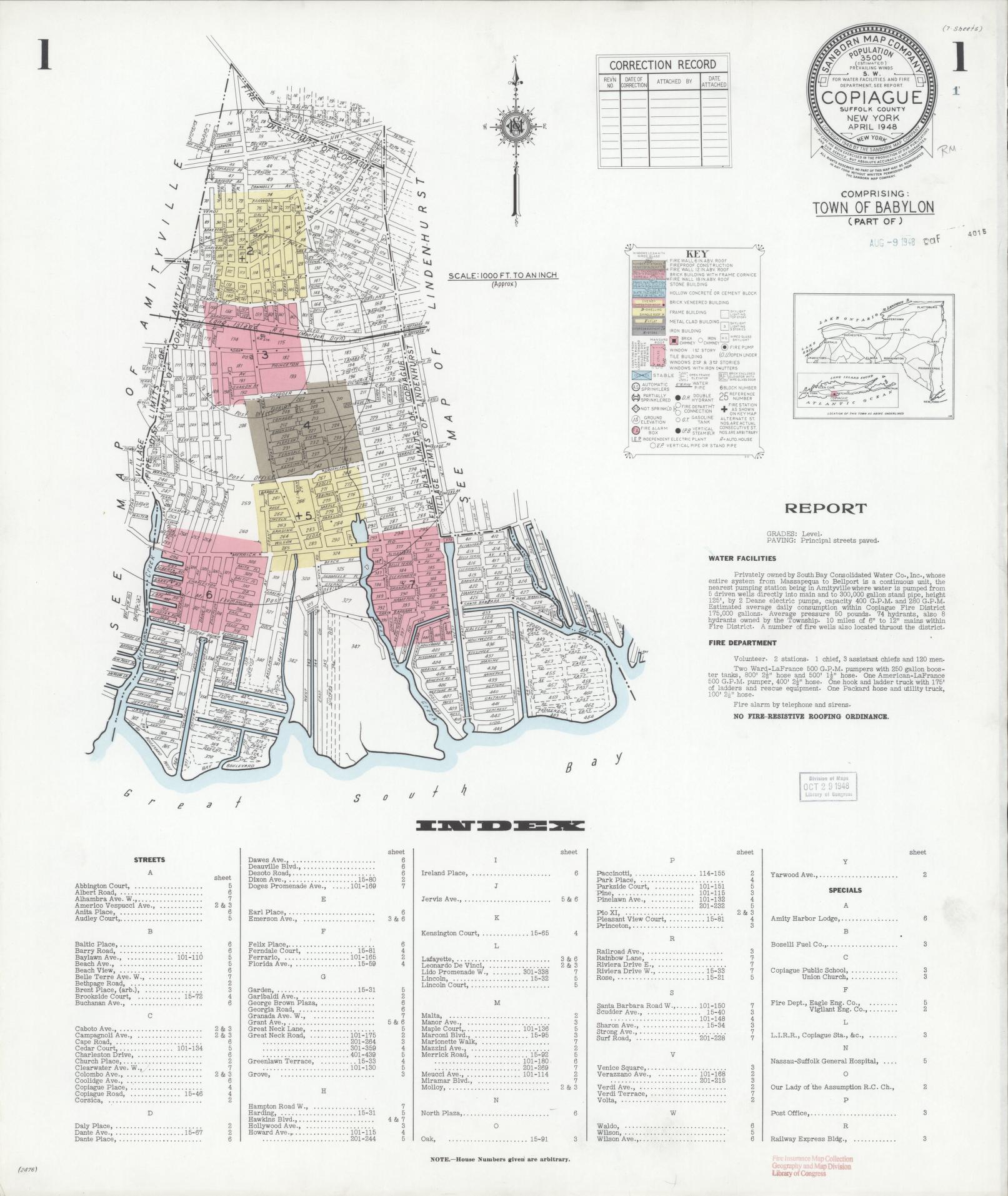 Sanborn Fire Insurance Map from Copiague, Suffolk County, New York. (1948) – Historic Sanborn Fire Insurance Map Print