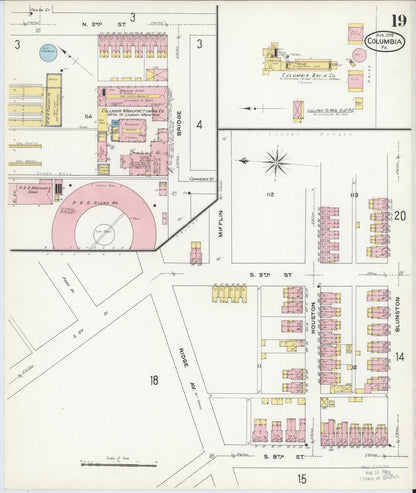 Sanborn Fire Insurance Map from Columbia, Lancaster County, Pennsylvania (1909), Sheet #0019 - Complete Map Set gallery image, historic Sanborn map, vintage wall art, Pennsylvania Pennsylvania