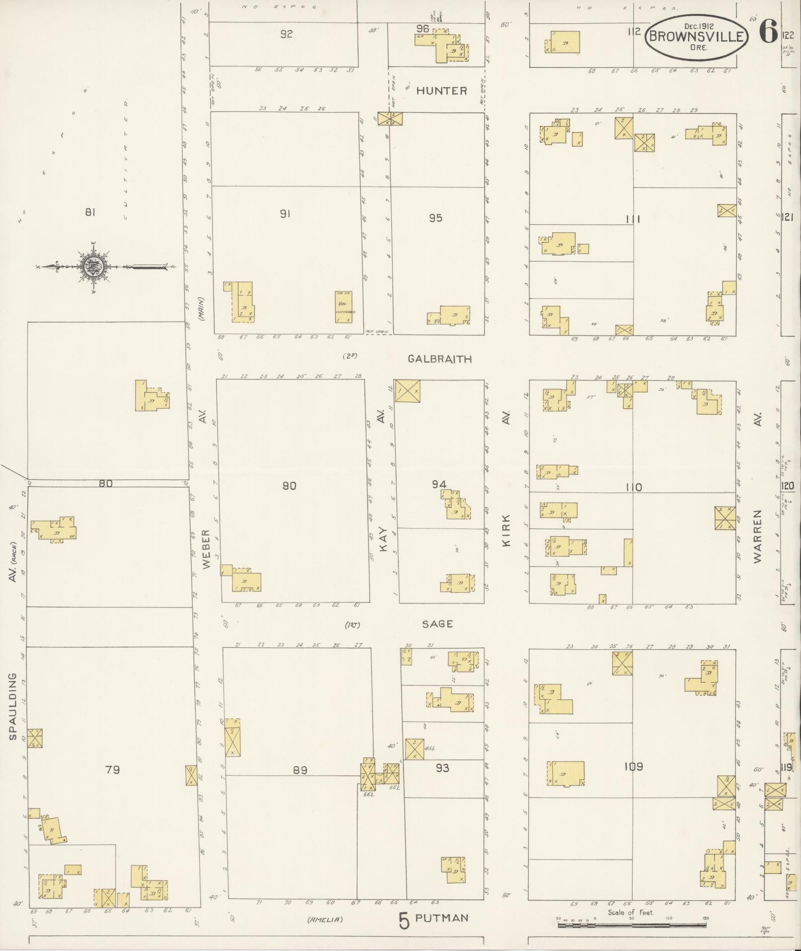 Sanborn Fire Insurance Map from Brownsville, Linn County, Oregon (1912), Sheet #0006 - Complete Map Set gallery image, historic Sanborn map, vintage wall art, Oregon Oregon