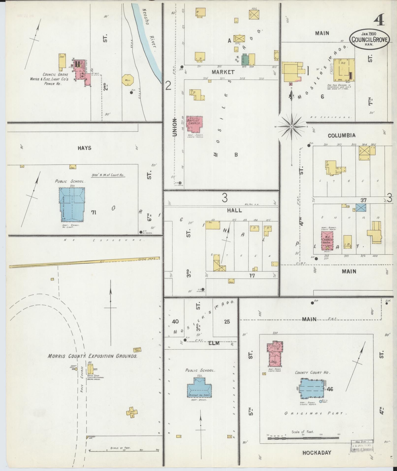 Sanborn Fire Insurance Map from Council Grove, Morris County, Kansas (1900), Sheet #0004 - Complete Map Set gallery image, historic Sanborn map, vintage wall art, Kansas Kansas
