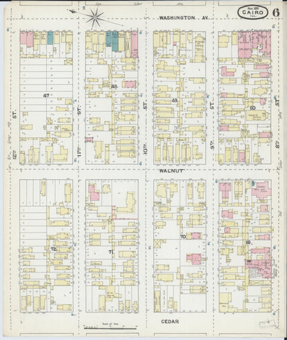 Sanborn Fire Insurance Map from Cairo, Alexander County, Illinois (1891), Sheet #0006 - Complete Map Set gallery image, historic Sanborn map, vintage wall art, Illinois Illinois