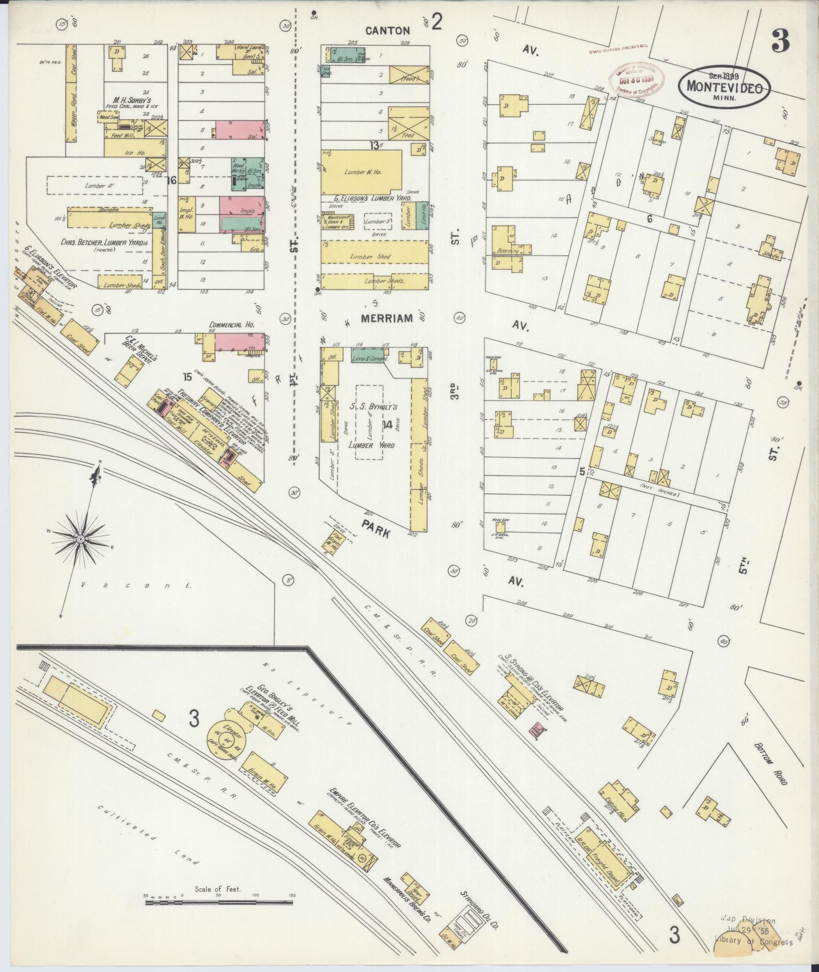 Sanborn Fire Insurance Map from Montevideo, Chippewa County, Minnesota (1899), Sheet #0003 - Historic Sanborn Fire Insurance Map Print, vintage old map wall art, antique decor, genealogy gift, Minnesota Minnesota map