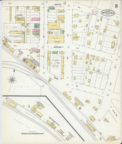 Sanborn Fire Insurance Map from Montevideo, Chippewa County, Minnesota (1899), Sheet #0003 - Historic Sanborn Fire Insurance Map Print, vintage old map wall art, antique decor, genealogy gift, Minnesota Minnesota map