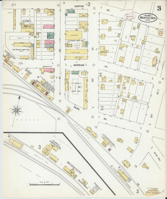 Sanborn Fire Insurance Map from Montevideo, Chippewa County, Minnesota (1899), Sheet #0003 - Historic Sanborn Fire Insurance Map Print, vintage old map wall art, antique decor, genealogy gift, Minnesota Minnesota map