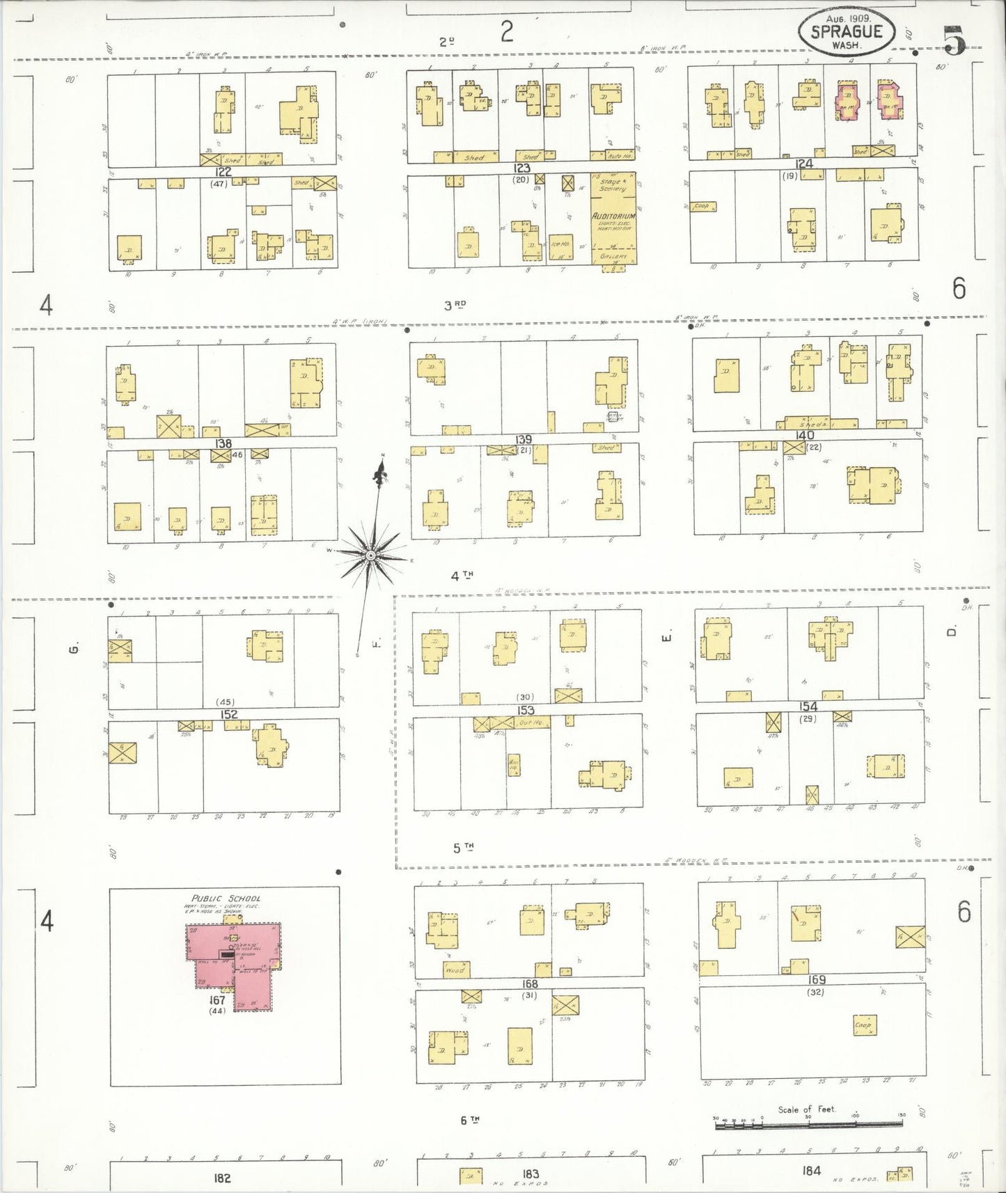 Sanborn Fire Insurance Map from Sprague, Lincoln County, Washington (1909), Sheet #0005 - Complete Map Set gallery image, historic Sanborn map, vintage wall art, Washington Washington
