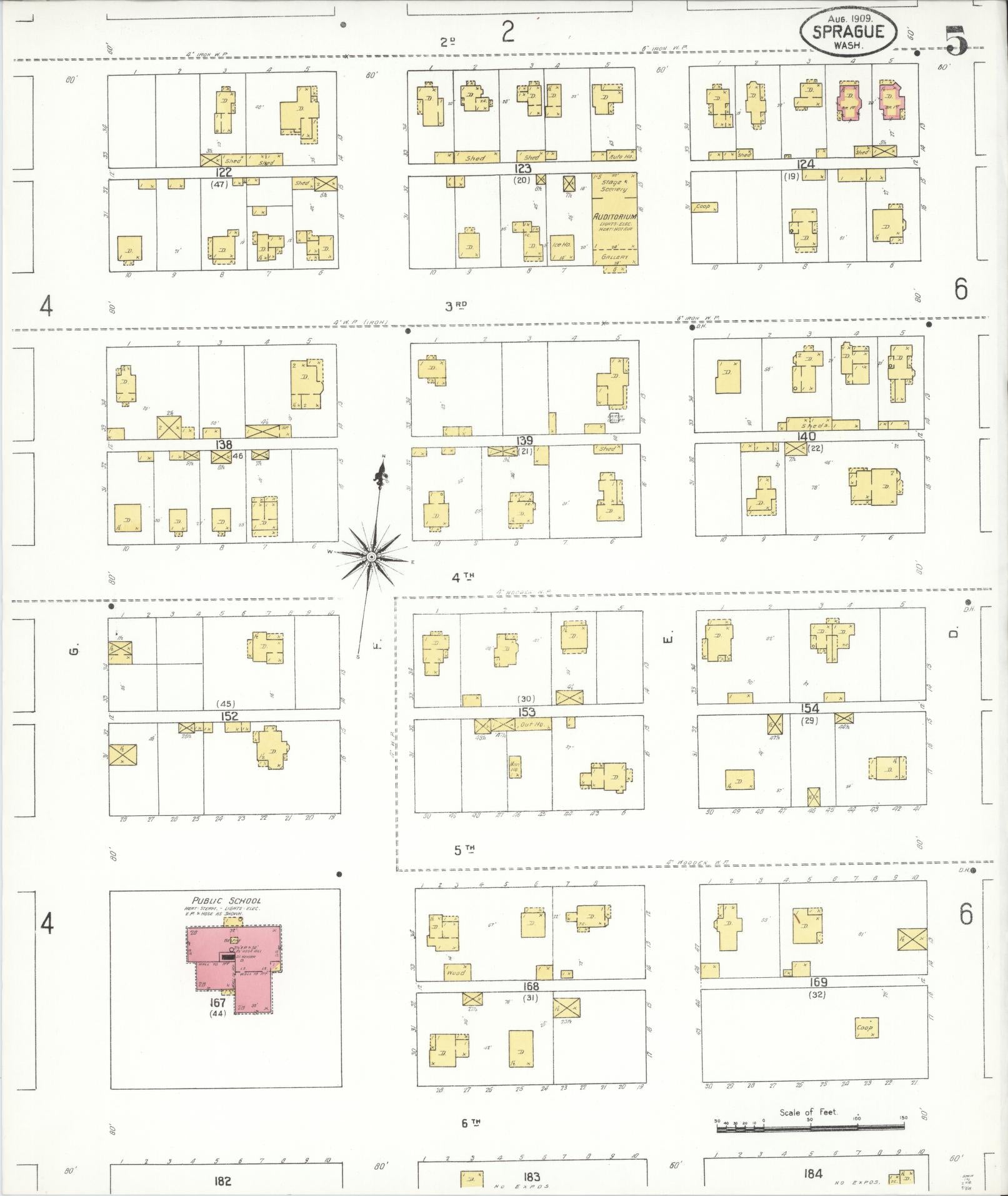 Sanborn Fire Insurance Map from Sprague, Lincoln County, Washington (1909), Sheet #0005 - Complete Map Set gallery image, historic Sanborn map, vintage wall art, Washington Washington