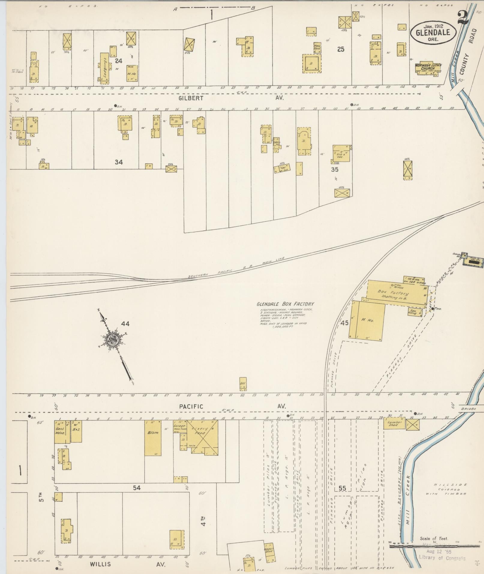 Sanborn Fire Insurance Map from Glendale, Douglas County, Oregon (1912), Sheet #0002 - Complete Map Set gallery image, historic Sanborn map, vintage wall art, Oregon Oregon