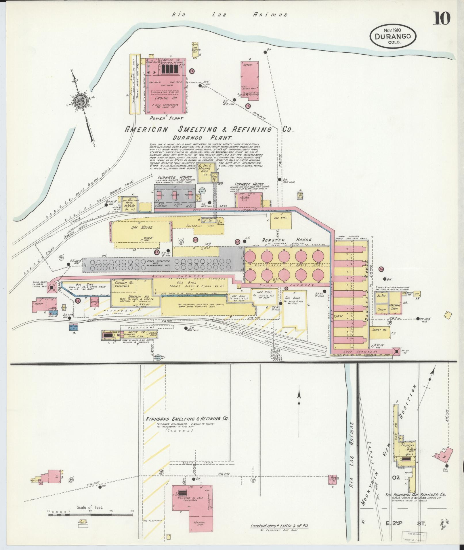 Sanborn Fire Insurance Map from Durango, La Plata County, Colorado (1910), Sheet #0010 - Historic Sanborn Fire Insurance Map Print, vintage old map wall art, antique decor, genealogy gift, Colorado Colorado map
