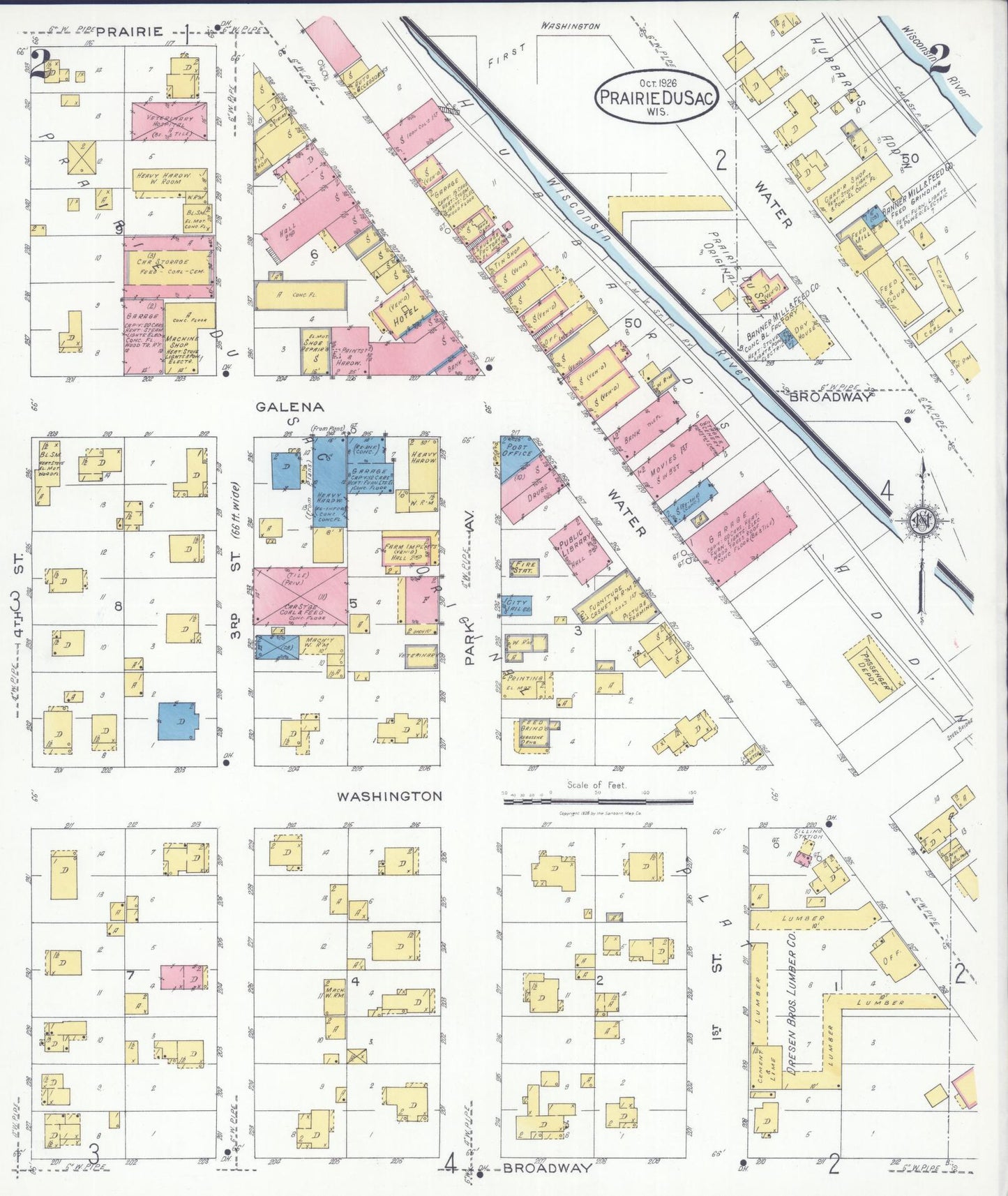 Sanborn Fire Insurance Map from Prairie du Sac, Sauk County, Wisconsin (1926), Sheet #0002 - Complete Map Set gallery image, historic Sanborn map, vintage wall art, Wisconsin Wisconsin