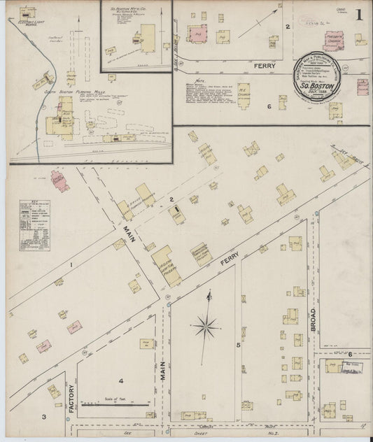 Sanborn Fire Insurance Map from South Boston, Halifax County, Virginia. (1889) – Historic Sanborn Fire Insurance Map Print