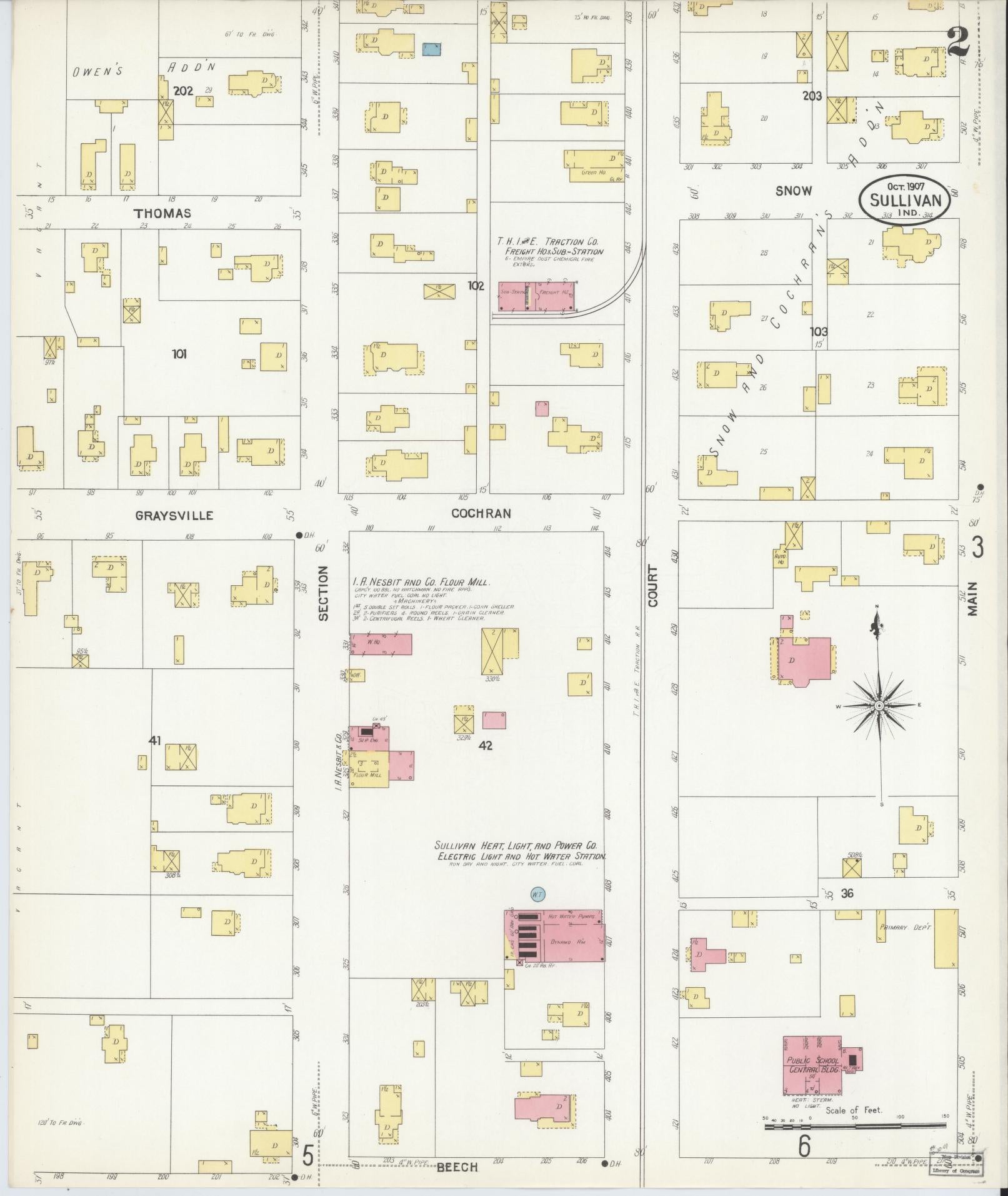 Sanborn Fire Insurance Map from Sullivan, Sullivan County, Indiana (1907), Sheet #0002 - Complete Map Set gallery image, historic Sanborn map, vintage wall art, Indiana Indiana