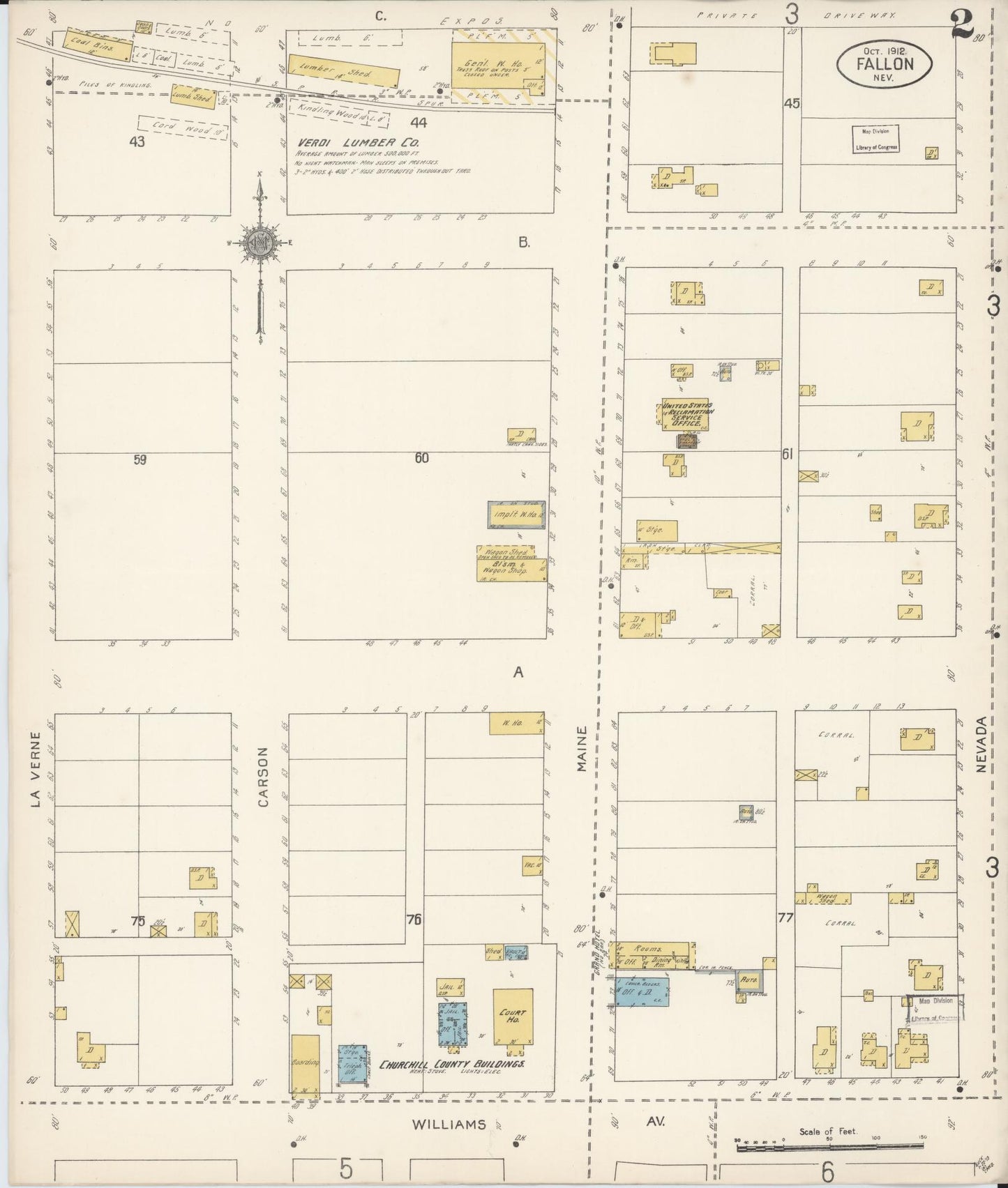 Sanborn Fire Insurance Map from Fallon, Churchill County, Nevada (1912), Sheet #0002 - Complete Map Set gallery image, historic Sanborn map, vintage wall art, Nevada Nevada