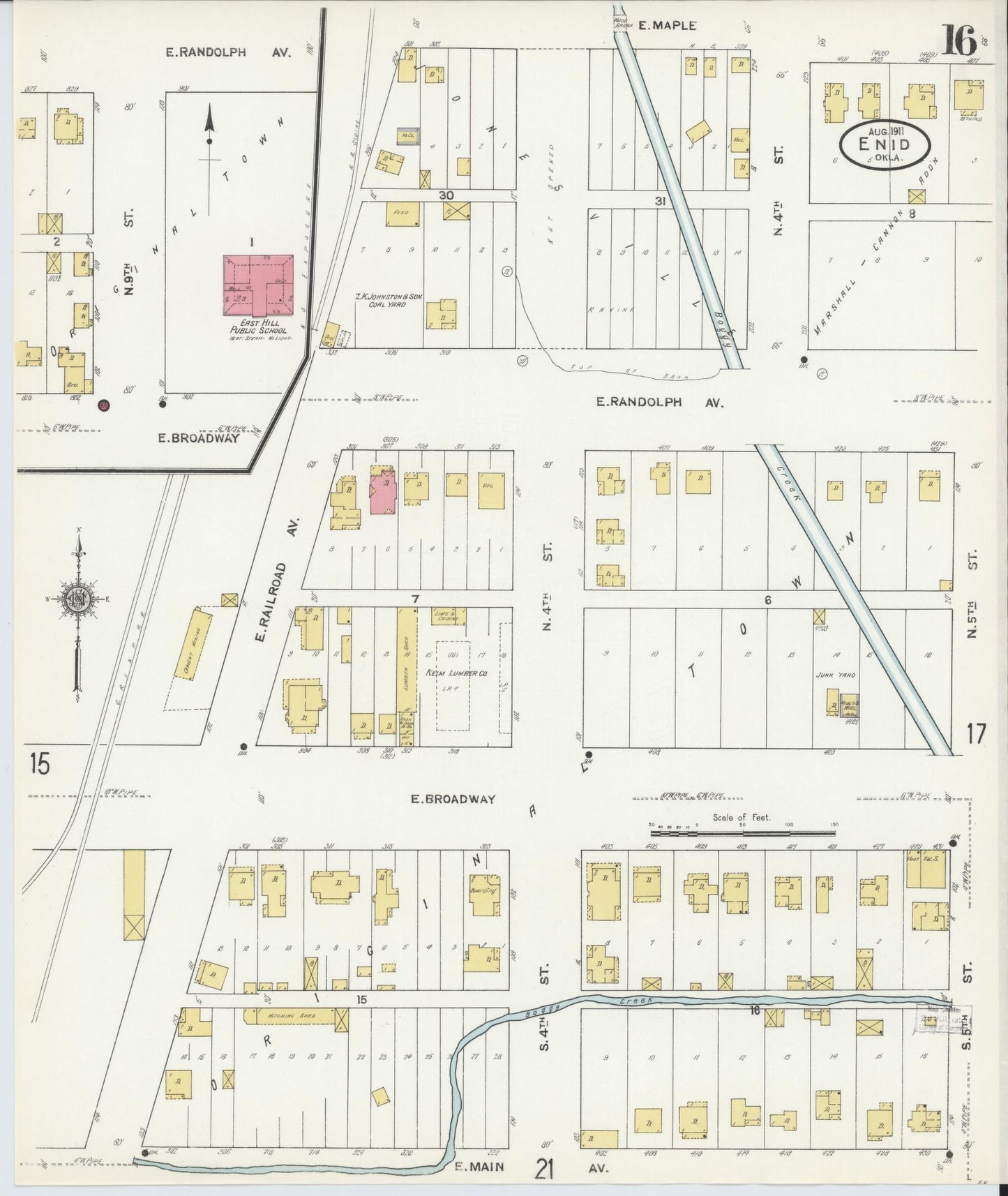 Sanborn Fire Insurance Map from Enid, Garfield County, Oklahoma (1911), Sheet #0016 - Complete Map Set gallery image, historic Sanborn map, vintage wall art, Oklahoma Oklahoma