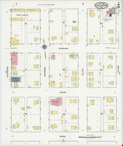 Sanborn Fire Insurance Map from Chillicothe, Hardeman County, Texas (1921), Sheet #0005 - Complete Map Set gallery image, historic Sanborn map, vintage wall art, Texas Texas