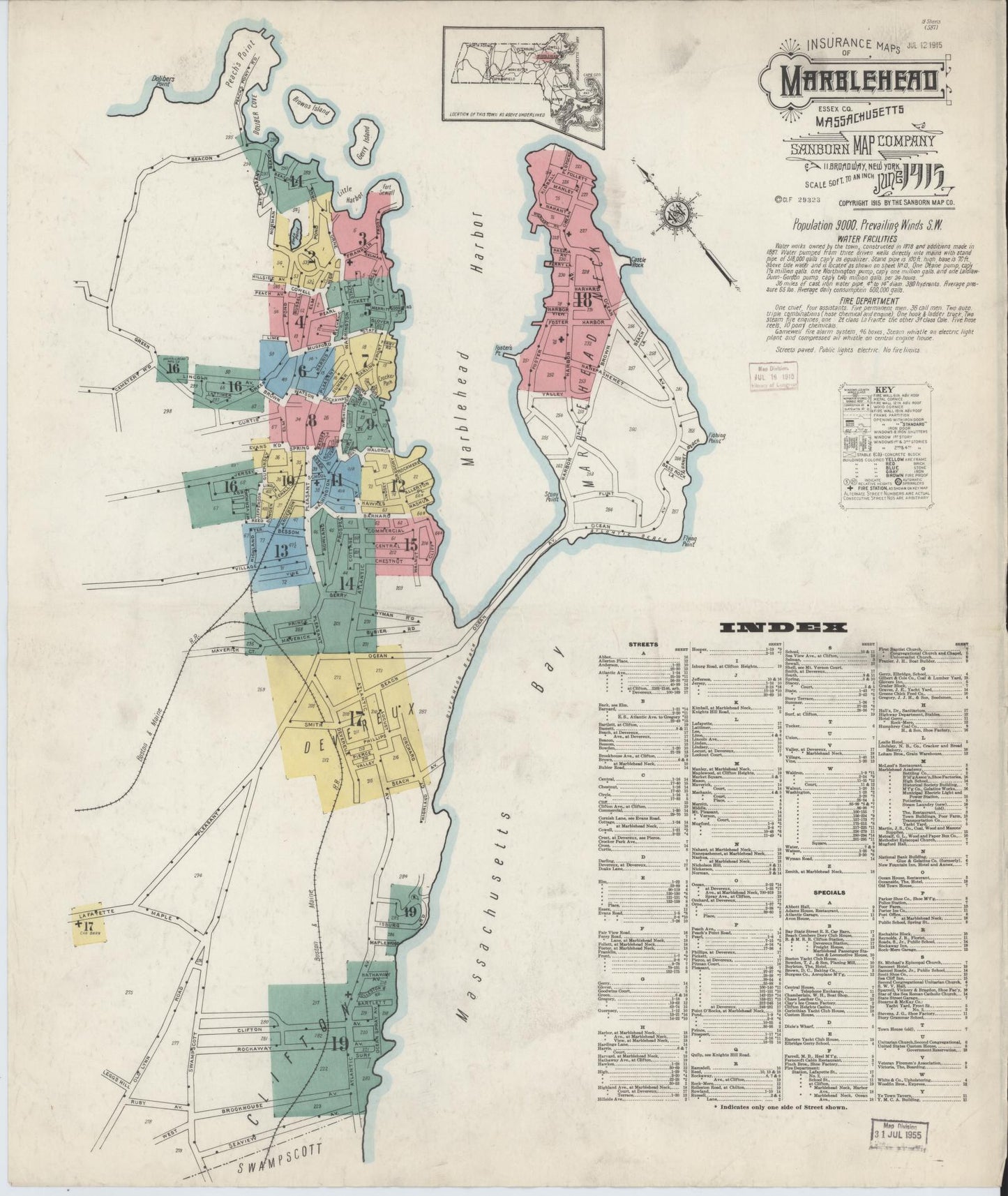 Sanborn Fire Insurance Map from Marblehead, Essex County, Massachusetts (1915), Sheet #0001 - Complete Map Set gallery image, historic Sanborn map, vintage wall art, Massachusetts Massachusetts