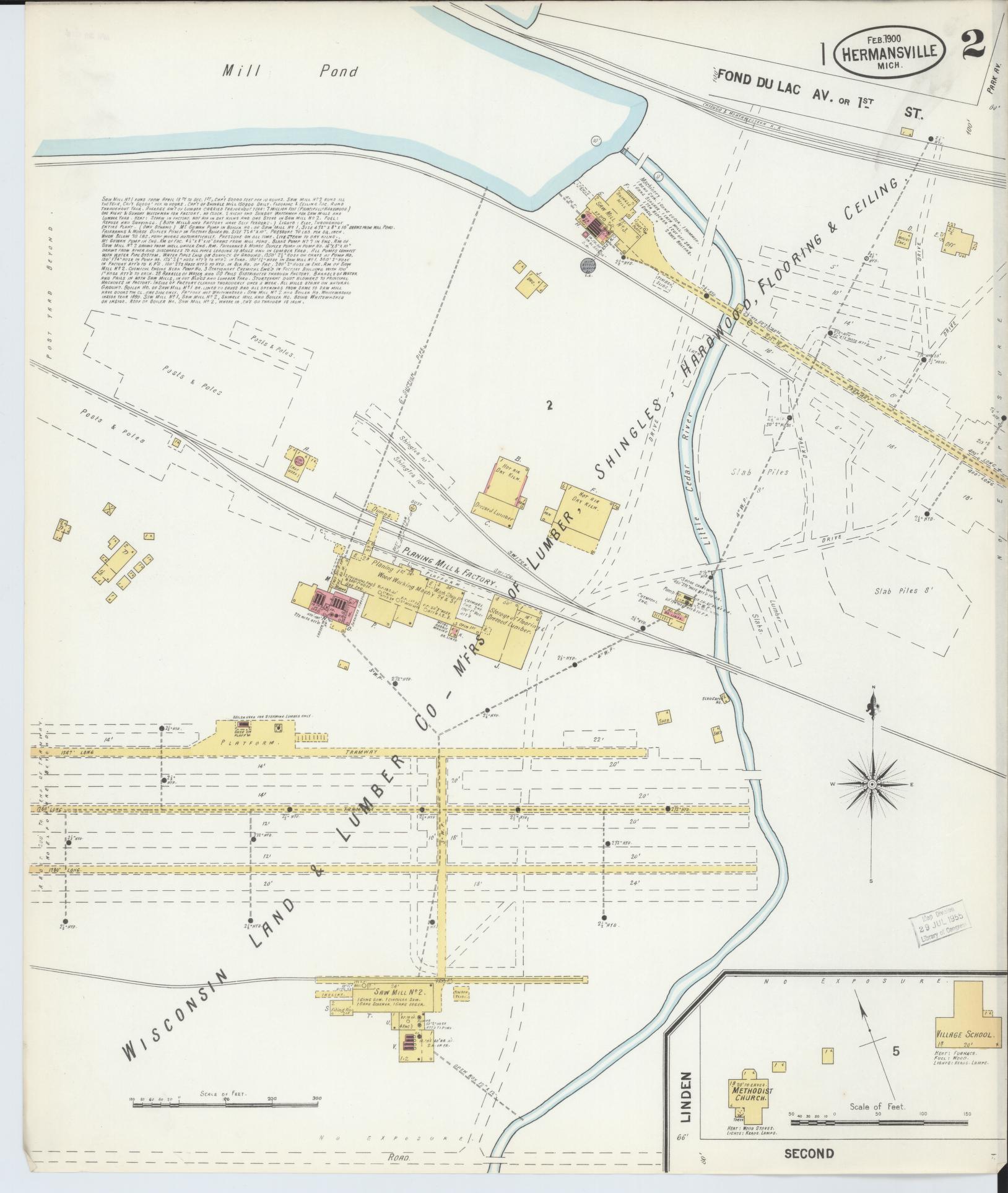 Sanborn Fire Insurance Map from Hermansville, Menominee County, Michigan (1900), Sheet #0002 - Complete Map Set gallery image, historic Sanborn map, vintage wall art, Michigan Michigan