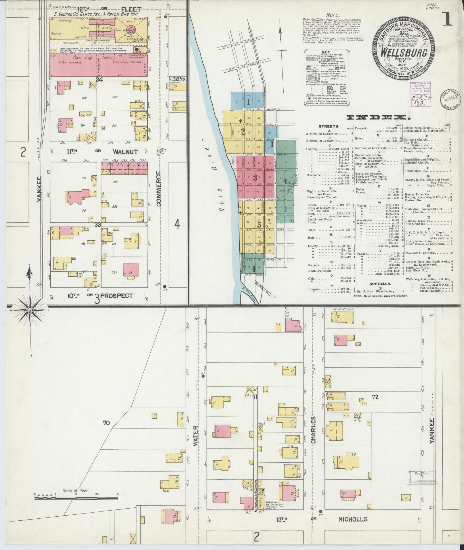 Sanborn Fire Insurance Map from Wellsburg, Brooke County, West Virginia. (1902) – Historic Sanborn Fire Insurance Map Print