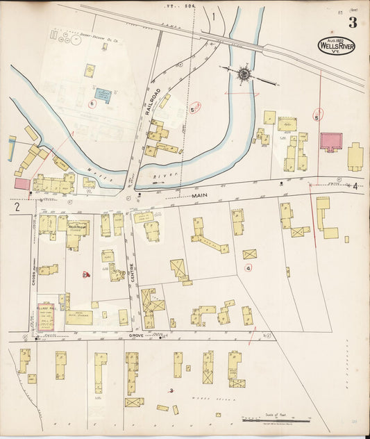 Sanborn Fire Insurance Map from Wells River, Orange County, Vermont (1938), Sheet #0003 - Historic Sanborn Fire Insurance Map Print, vintage old map wall art, antique decor, genealogy gift, Vermont Vermont map