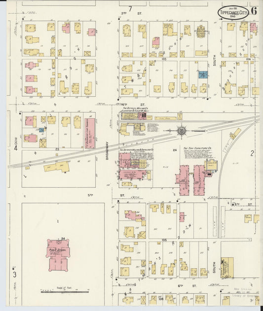 Sanborn Fire Insurance Map from Tipp City, Miami County, Ohio (1911), Sheet #0006 - Historic Sanborn Fire Insurance Map Print, vintage old map wall art, antique decor, genealogy gift, Ohio Ohio map