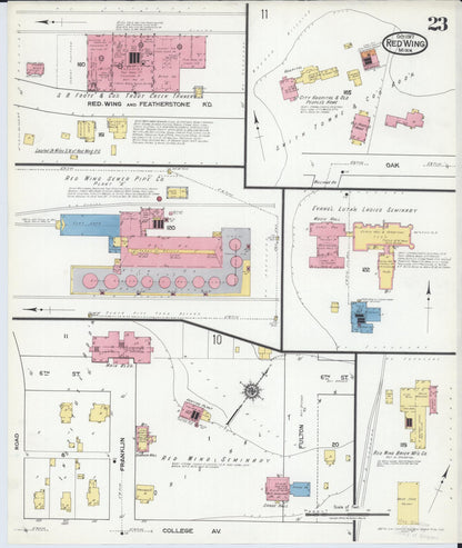 Sanborn Fire Insurance Map from Red Wing, Goodhue County, Minnesota (1917), Sheet #0023 - Historic Sanborn Fire Insurance Map Print, vintage old map wall art, antique decor, genealogy gift, Minnesota Minnesota map