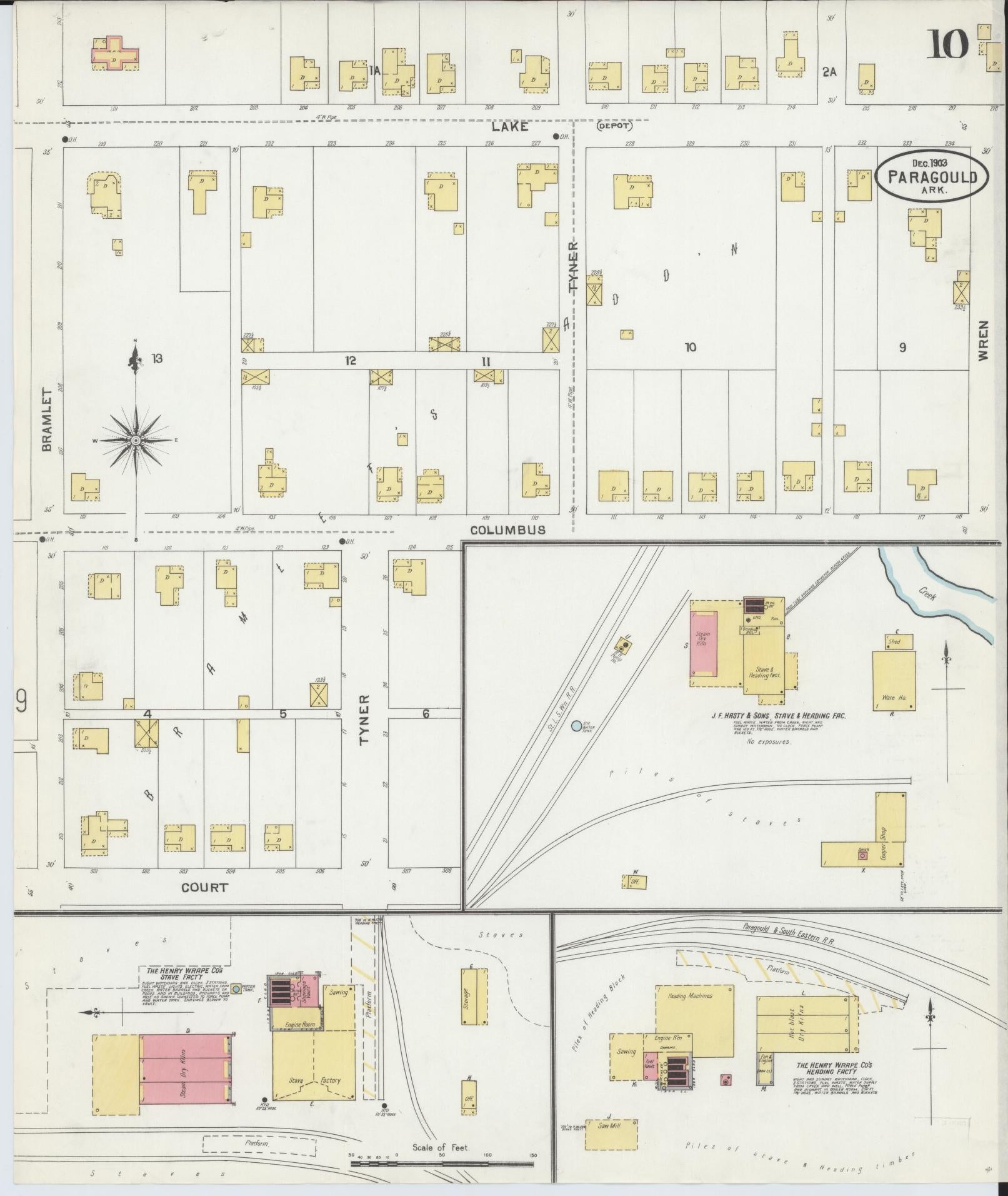 Sanborn Fire Insurance Map from Paragould, Greene County, Arkansas (1903), Sheet #0010 - Complete Map Set gallery image, historic Sanborn map, vintage wall art, Arkansas Arkansas