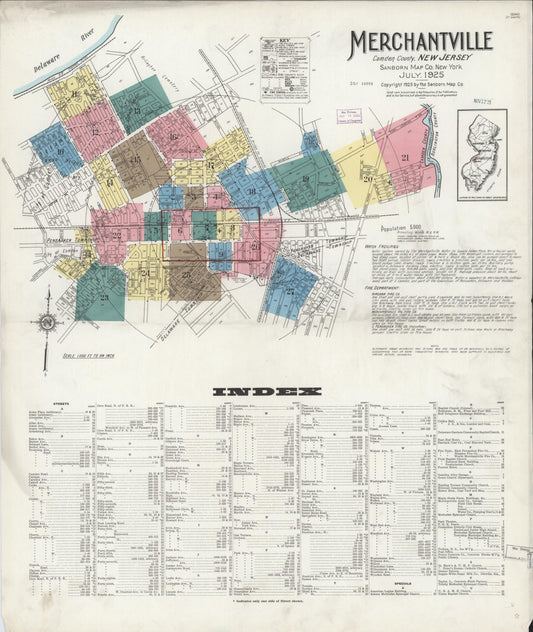Sanborn Fire Insurance Map from Merchantville, Camden County, New Jersey. (1925) – Historic Sanborn Fire Insurance Map Print