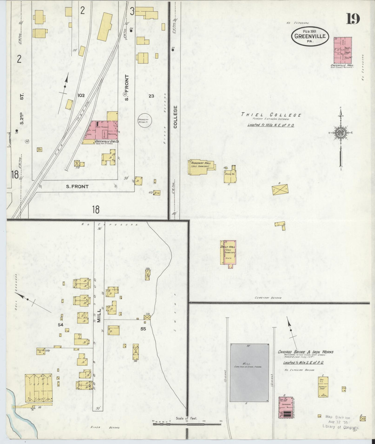 Sanborn Fire Insurance Map from Greenville, Mercer County, Pennsylvania (1911), Sheet #0019 - Historic Sanborn Fire Insurance Map Print, vintage old map wall art, antique decor, genealogy gift, Pennsylvania Pennsylvania map