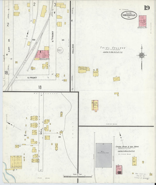 Sanborn Fire Insurance Map from Greenville, Mercer County, Pennsylvania (1911), Sheet #0019 - Historic Sanborn Fire Insurance Map Print, vintage old map wall art, antique decor, genealogy gift, Pennsylvania Pennsylvania map