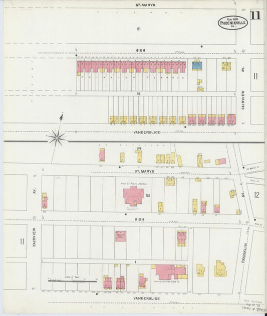 Sanborn Fire Insurance Map from Phoenixville, Chester County, Pennsylvania (1906), Sheet #0011 - Historic Sanborn Fire Insurance Map Print, vintage old map wall art, antique decor, genealogy gift, Pennsylvania Pennsylvania map