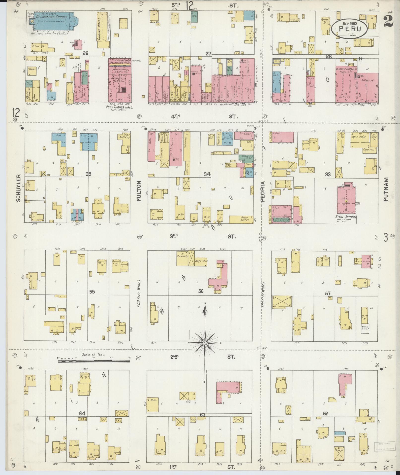 Sanborn Fire Insurance Map from Peru, La Salle County, Illinois (1902), Sheet #0002 - Complete Map Set gallery image, historic Sanborn map, vintage wall art, Illinois Illinois