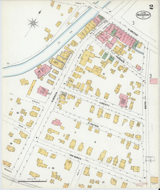 Sanborn Fire Insurance Map from Weedsport, Cayuga County, New York (1901), Sheet #0002 - Historic Sanborn Fire Insurance Map Print, vintage old map wall art, antique decor, genealogy gift, New York New York map