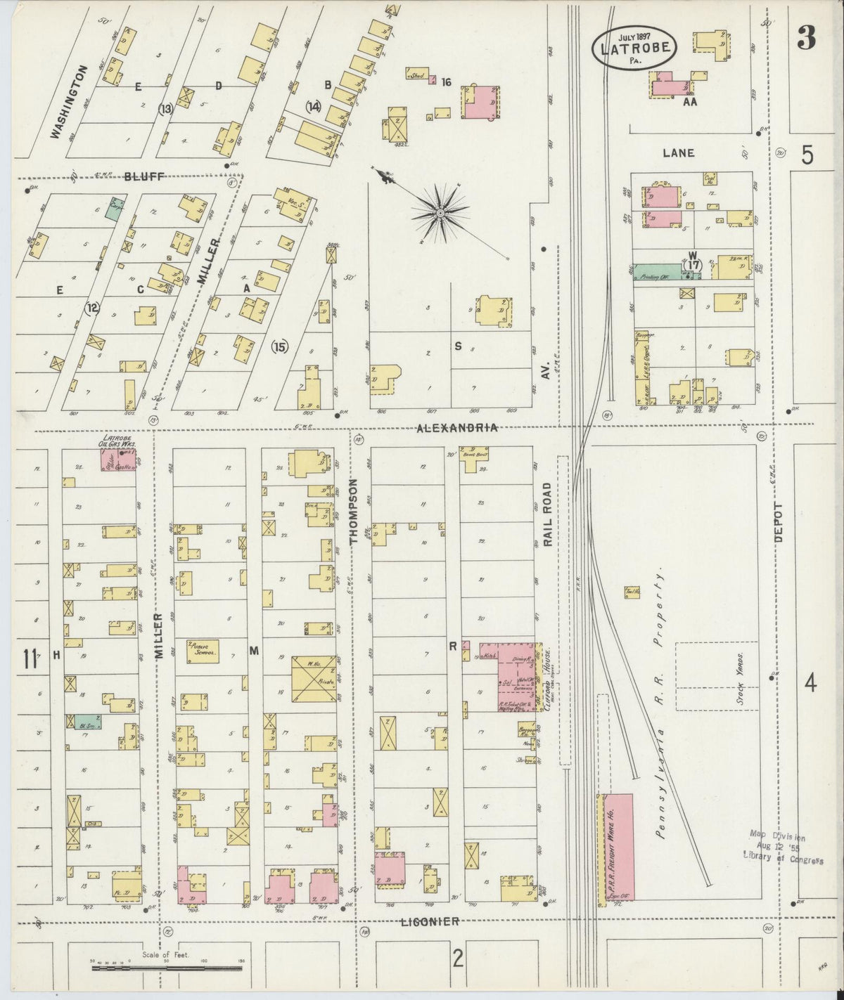 Sanborn Fire Insurance Map from Latrobe, Westmoreland County, Pennsylvania (1897), Sheet #0003 - Complete Map Set gallery image, historic Sanborn map, vintage wall art, Pennsylvania Pennsylvania
