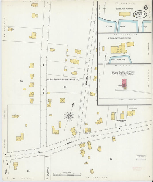 Sanborn Fire Insurance Map from Sayville, Suffolk County, New York (1902), Sheet #0006 - Historic Sanborn Fire Insurance Map Print, vintage old map wall art, antique decor, genealogy gift, New York New York map