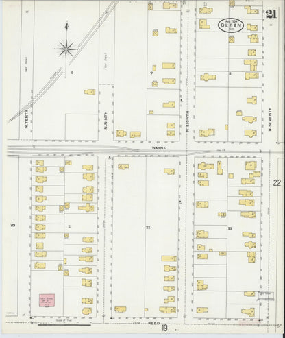 Sanborn Fire Insurance Map from Olean, Cattaraugus County, New York (1904), Sheet #0021 - Complete Map Set gallery image, historic Sanborn map, vintage wall art, New York New York