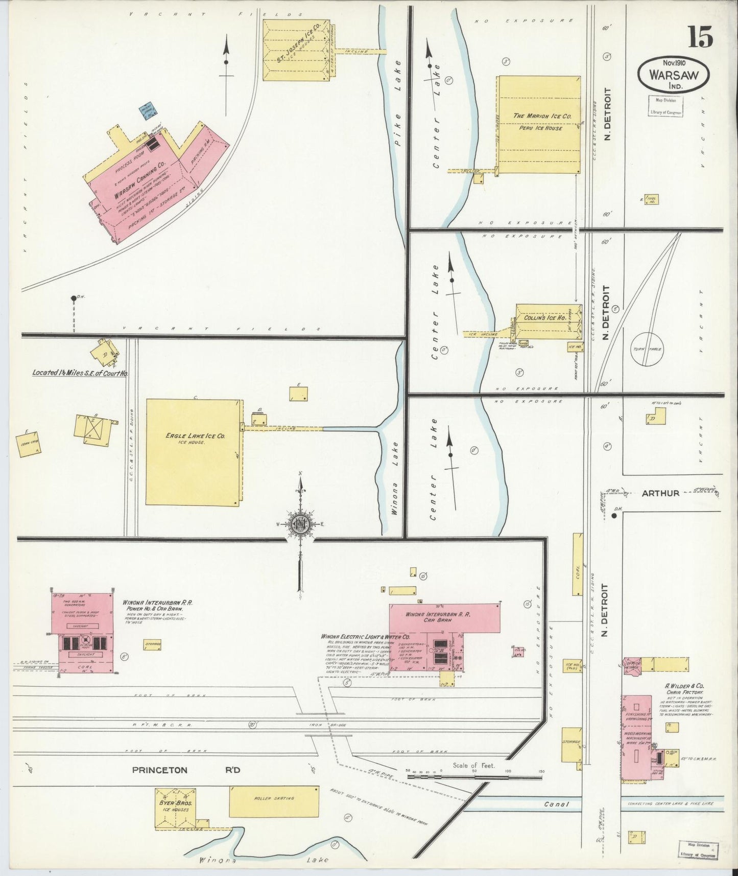 Sanborn Fire Insurance Map from Warsaw, Kosciusko County, Indiana (1910), Sheet #0015 - Complete Map Set gallery image, historic Sanborn map, vintage wall art, Indiana Indiana
